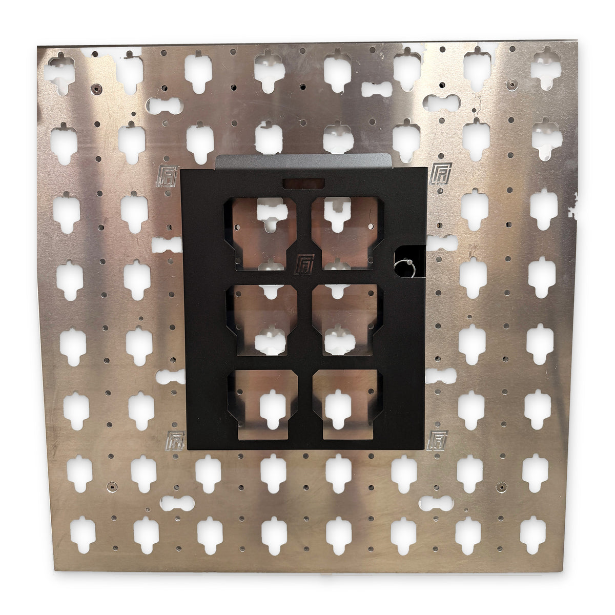 MOBUL Adapter Plate | Compatible with Milwaukee PACKOUT, front view, empty, on a MOBUL panel.