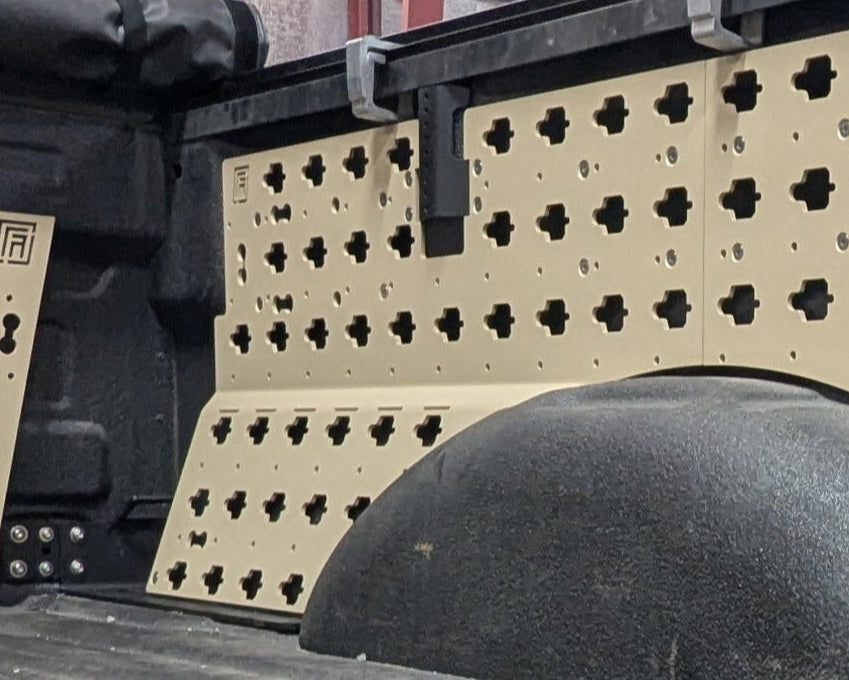 Forged Authority Tan MOBUL F-150 Front Side Panel, used to securely store tools and gear in your truck bed.
