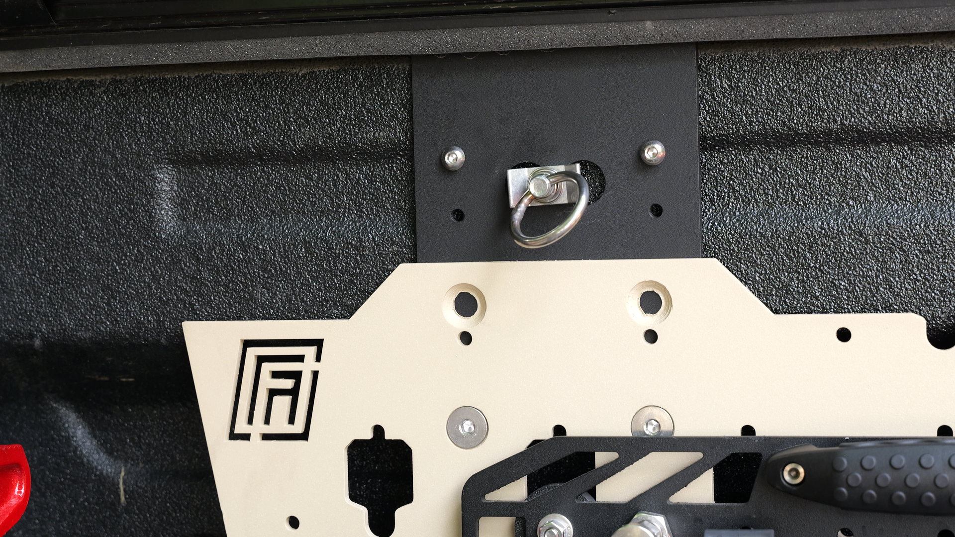 Forged Authority Tan MOBUL F-150 Header Panel black mounting bracket.