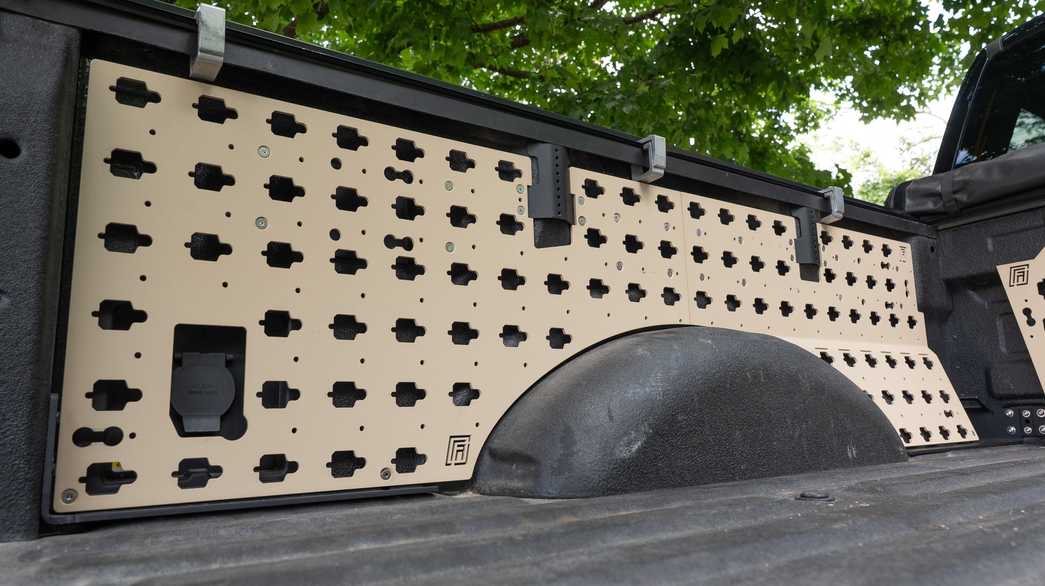 Forged Authority Tan MOBUL F-150 Side Panels , used to securely store tools and gear in your truck bed.