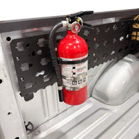 Fire Extinguisher Mount, installed on a MOBUL panel in an F-150 bed.