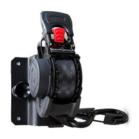 MOBUL Retractable Ratchet Strap Mount, front view, on white.