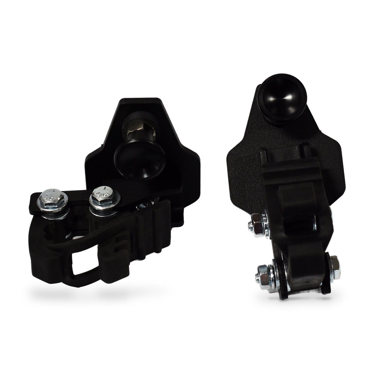 MOBUL QuikFist Riser Clamps (Pair), pair, front and side view, on white.
