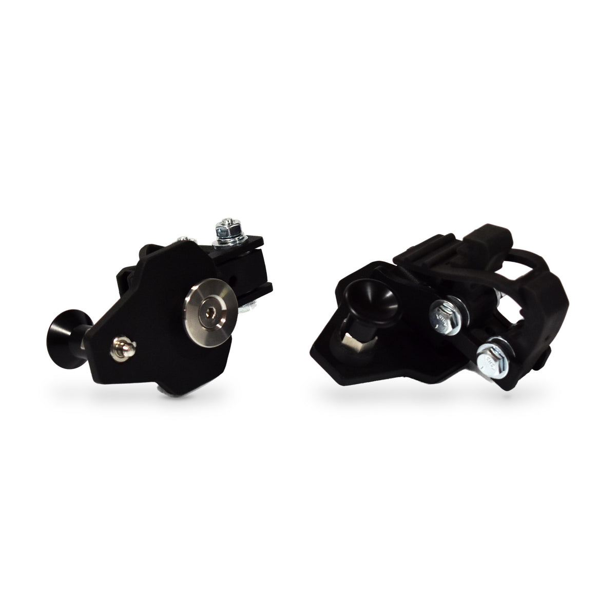 MOBUL QuikFist Riser Clamps (Pair), pair, side view showing the riser and hardware, on white.